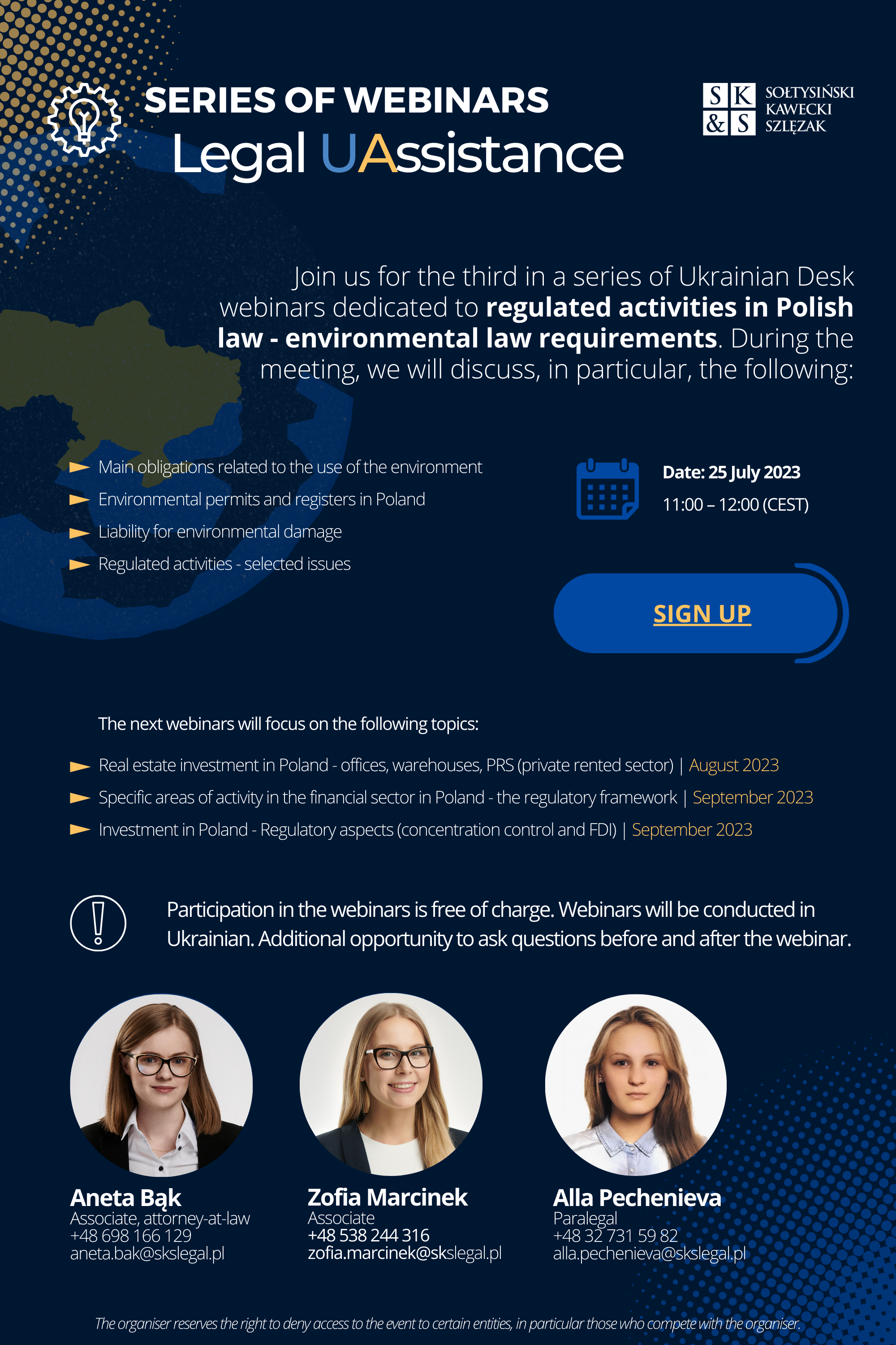 Join SK&S Legal UAssistance webinar on 25th of July ! | by Sołtysiński Kawecki & Szlęzak